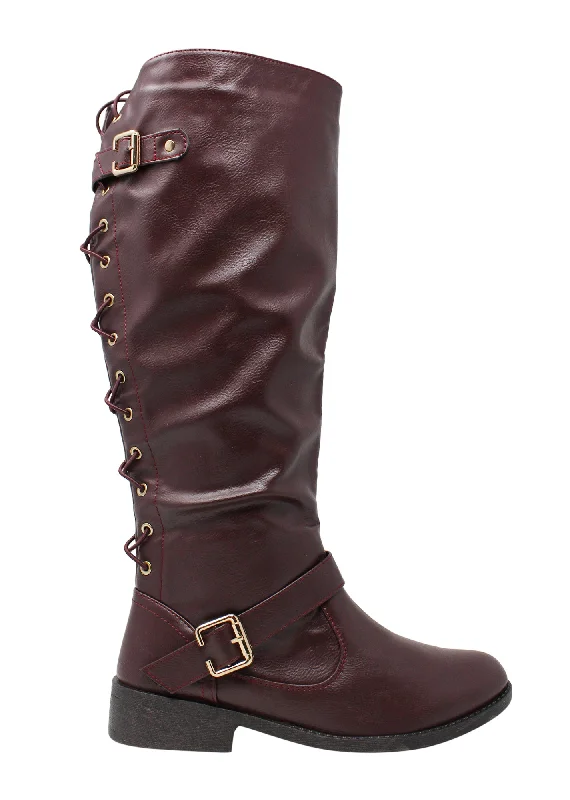 Wanted Women's Lady Luck Lace-up Back Knee High Riding Boot