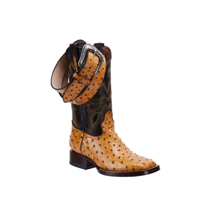 WIDE SQUARE TOE OSTRICH PRINT BUTTERCUP