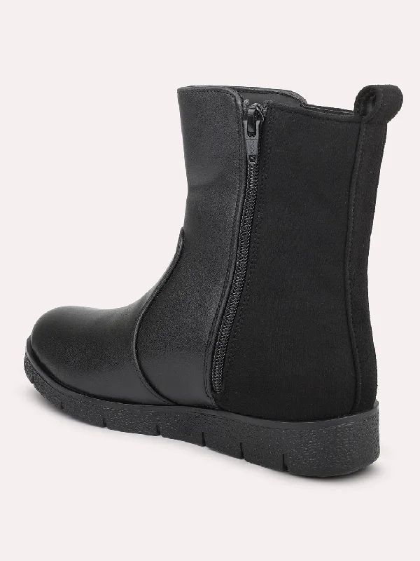 Women Black High-Top Flat Boots