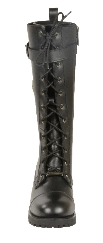 Women's Motorcycle Leather 14 inch Lace to Toe High Rise Leather Boot