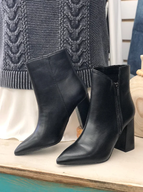 Wren Black Chunky Heel Bootie