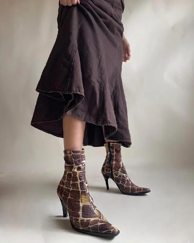 y2k 90s pointed  heeled boots