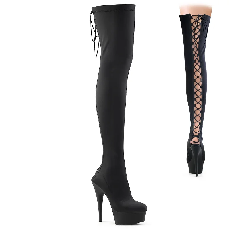 Back Lace 6"" Platform Thigh High Boots