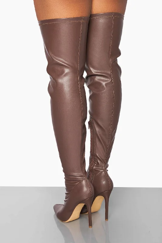 Gisele Thigh High Boots-Brown