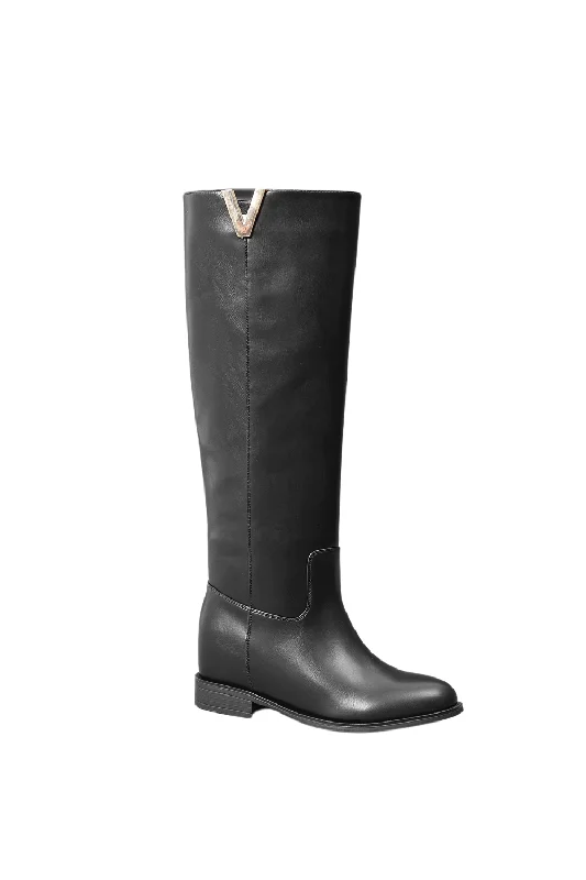 IVACHY Women's Knee-High BootsI- V Shape A2355 BLACK