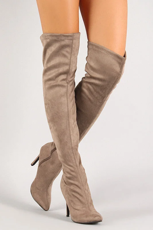 Faux Suede Stiletto Thigh High Boot