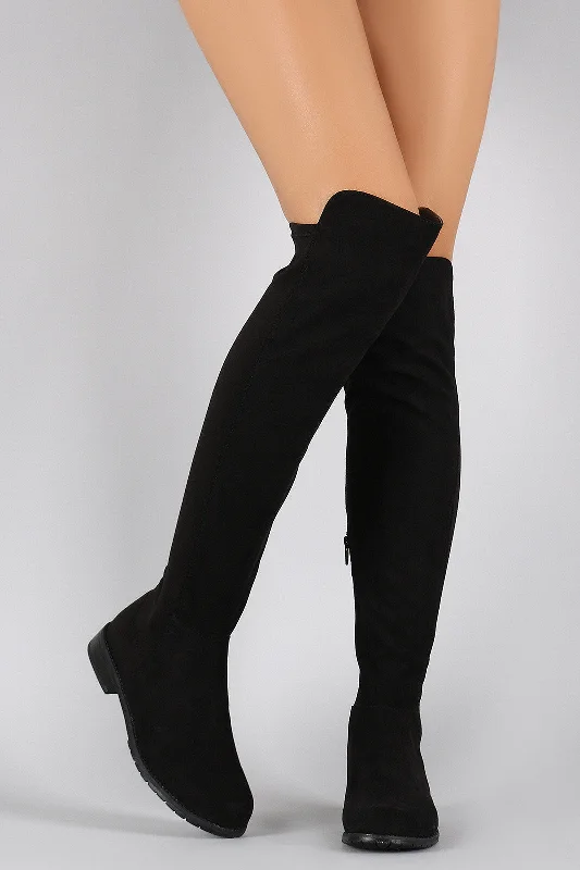 Bamboo Suede Round Toe Riding Thigh High Boot