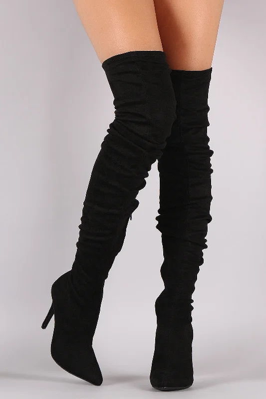 Anne Michelle Suede Slouchy Pointy Toe Stiletto Boots