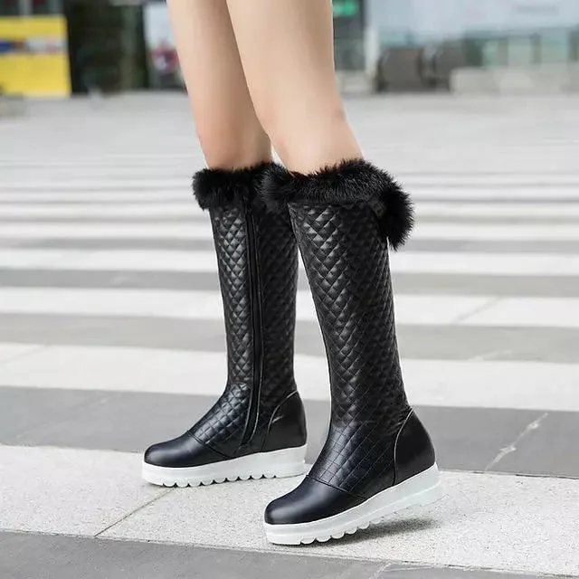 Warm Women Knee High Boots Black Snow Boots