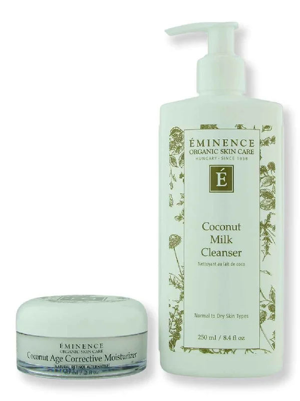 Eminence Coconut Age Corrective Moisturizer 2 oz & Coconut Milk Cleanser 8.4 oz