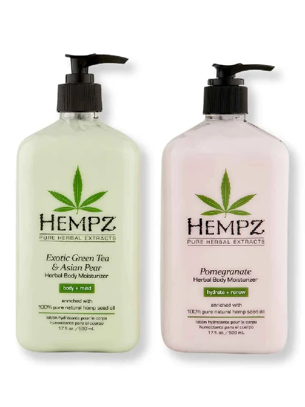 Hempz Exotic Green Tea & Asian Pear Herbal Body Moisturizer 17 oz + Pomegranate Herbal Body Moisturizer 17 oz