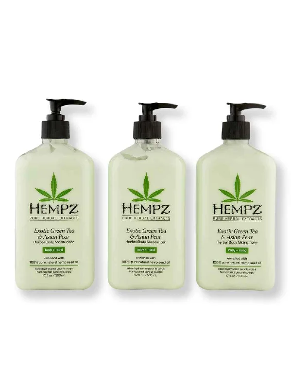 Hempz Exotic Green Tea & Asian Pear Herbal Body Moisturizer 3 Ct 17 oz