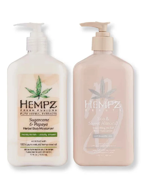 Hempz Koa & Sweet Almond Body Moisturizer 17oz & Sugarcane & Papaya Herbal Body Moisturizer 17oz