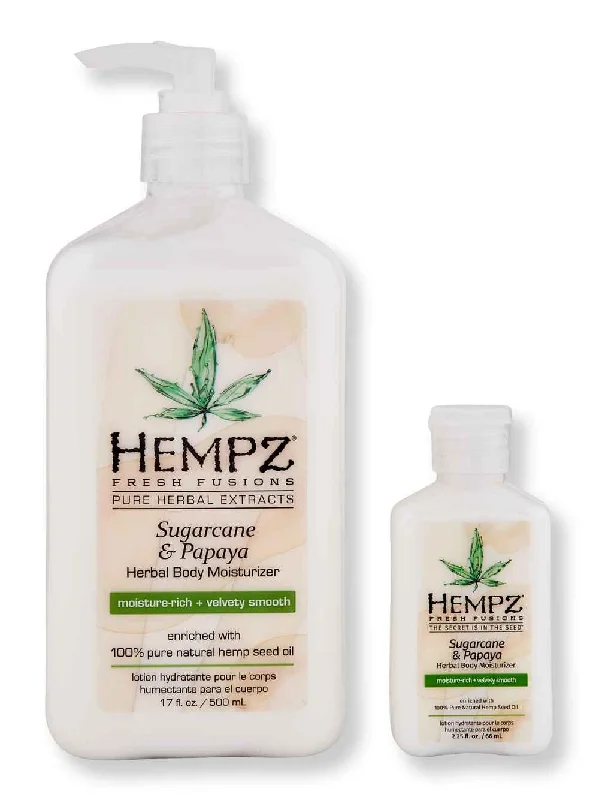 Hempz Sugarcane & Papaya Herbal Body Moisturizer 17 oz & 2.25 oz