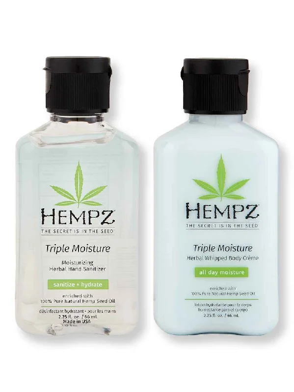 Hempz Triple Moisture Moisturizing Herbal Hand Sanitizer 2.25oz & Herbal Whipped Body Creme 2.25oz